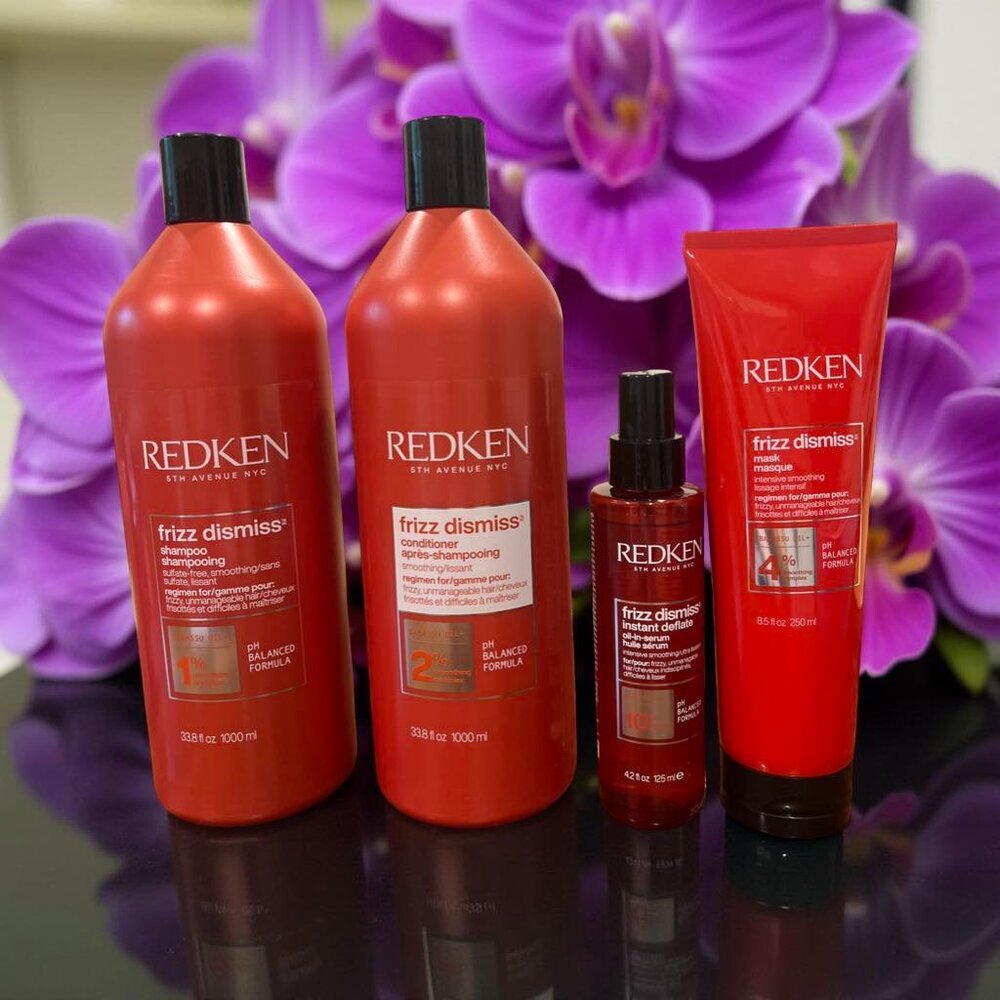 Redken Frizz Dismiss Shampoo &Conditioner 33.8 oz, Instant Deflate Serum & Mask
